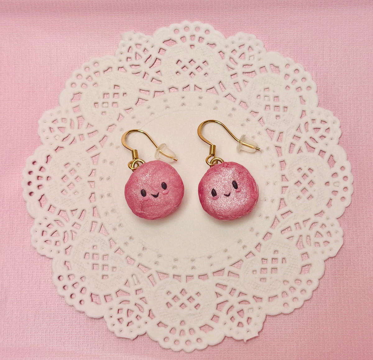 Polymer Clay Kawaii Pink Macaroon Earrings