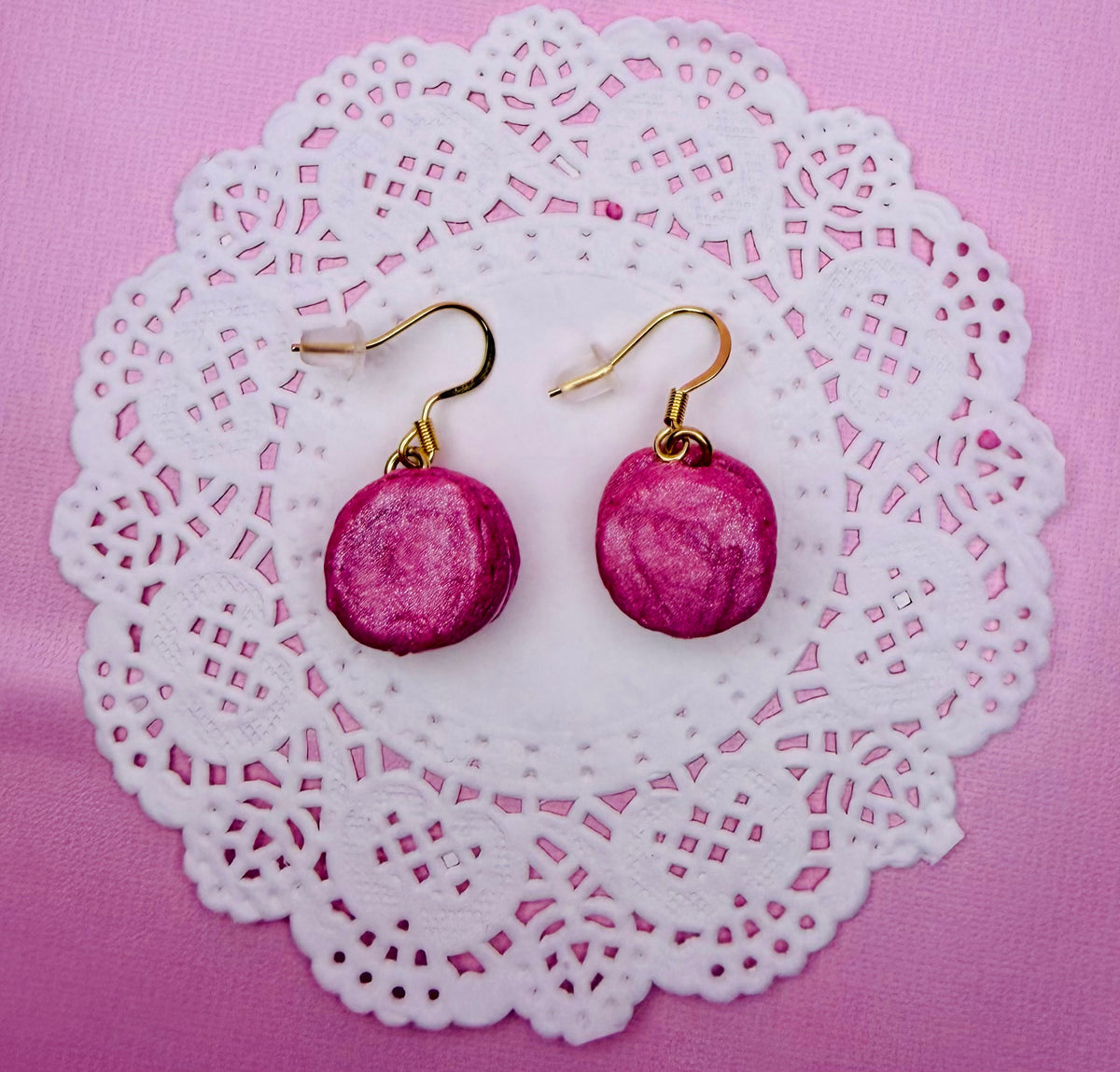 Polymer Clay Kawaii Pink Macaroon Earrings