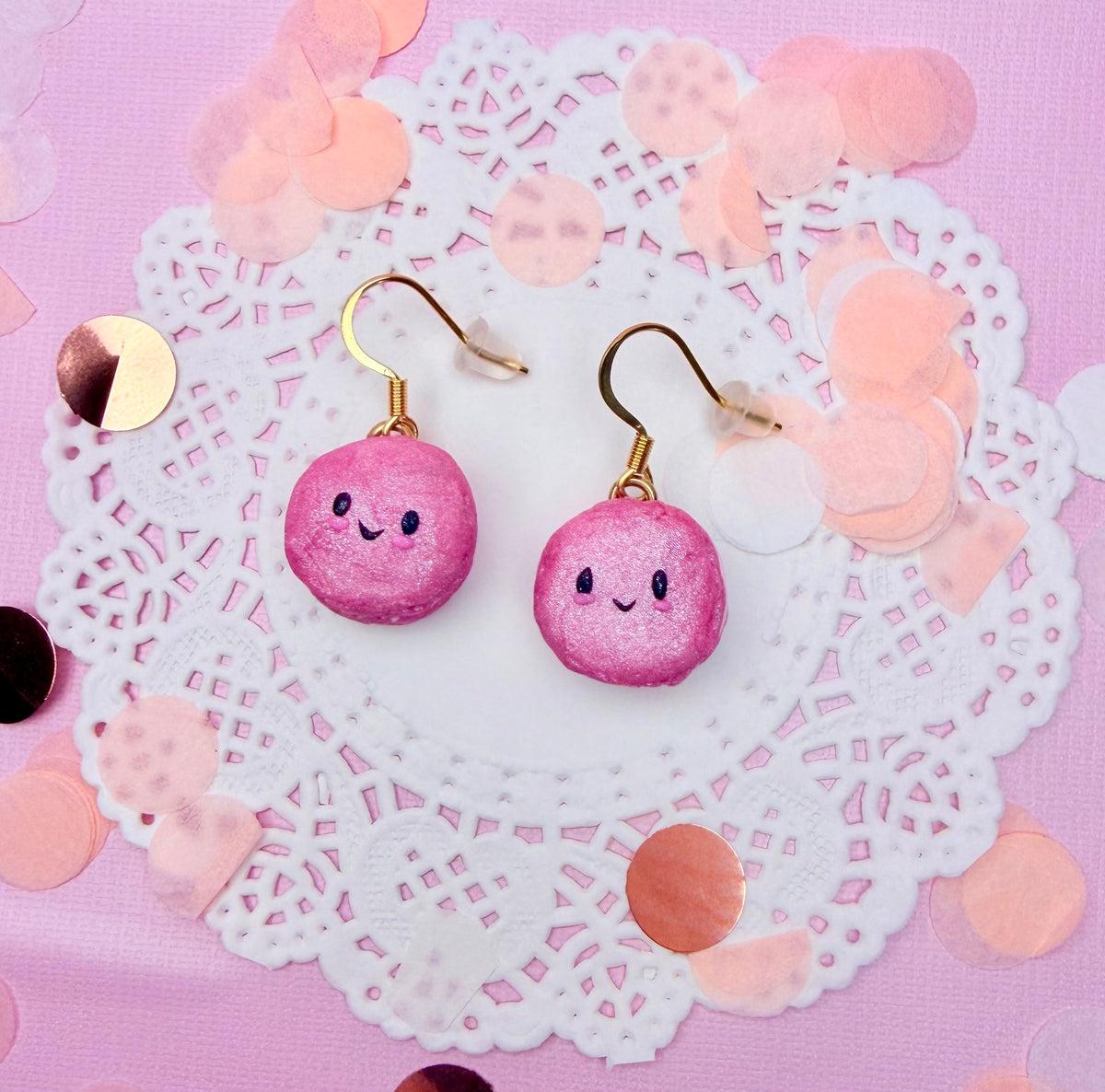 Polymer Clay Kawaii Pink Macaroon Earrings