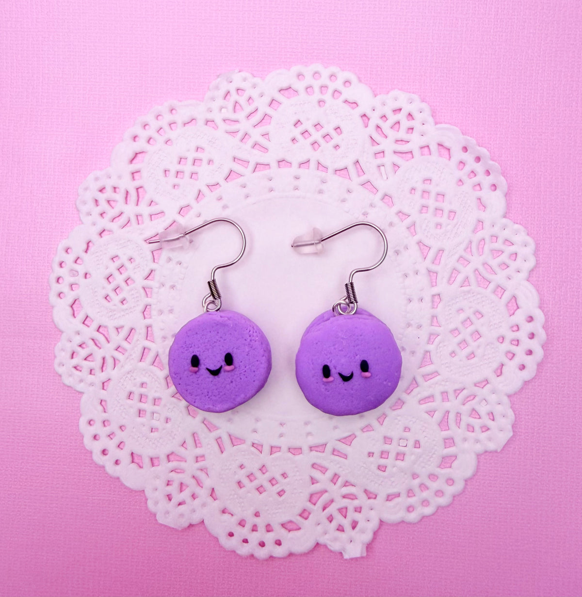 Polymer Clay Kawaii Purple Macaroon Earrings