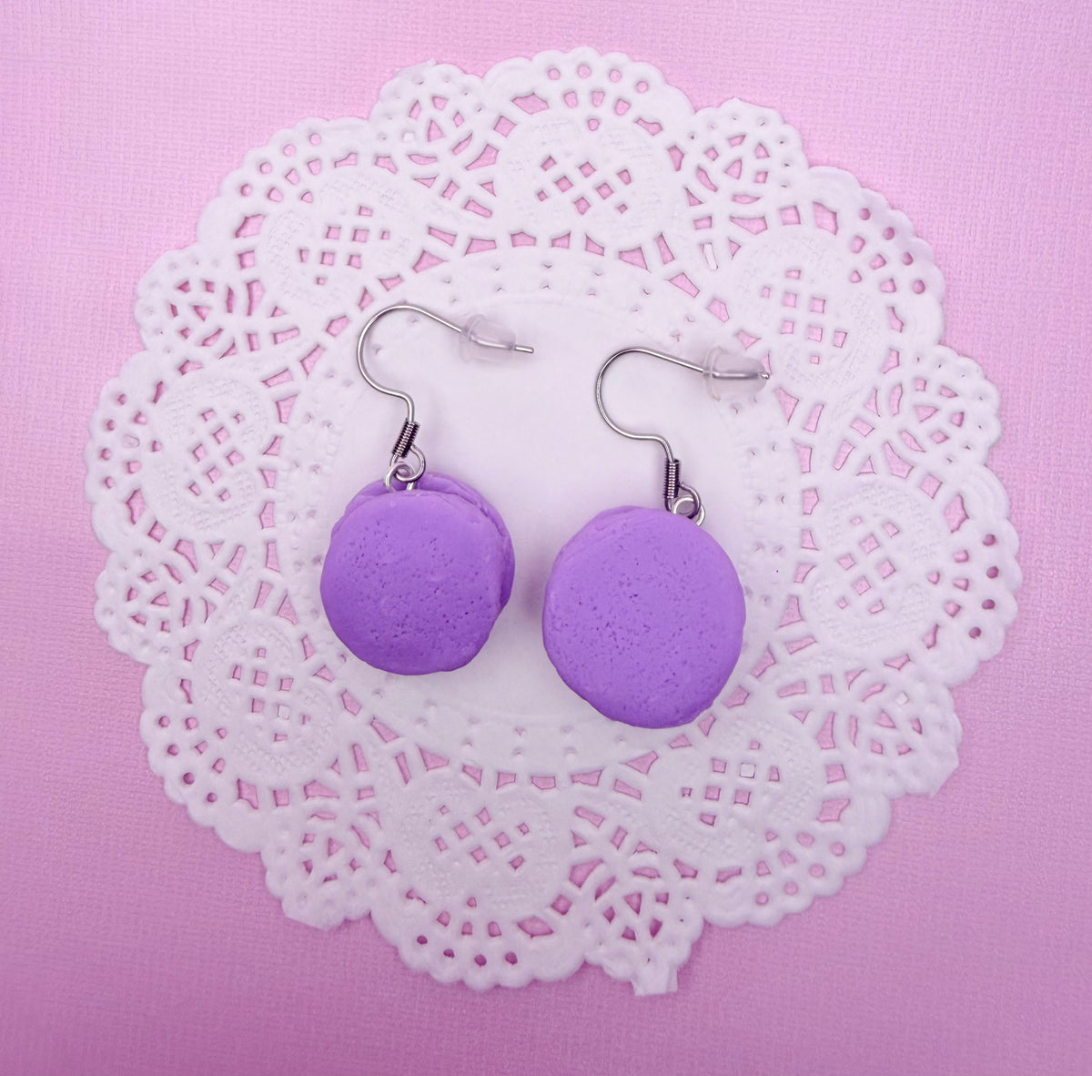 Polymer Clay Kawaii Purple Macaroon Earrings