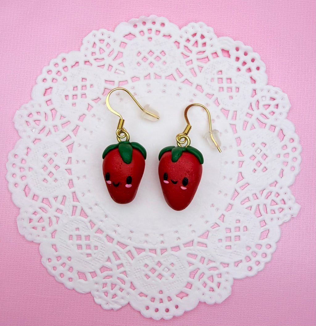 Polymer Clay Kawaii Strawberry Earrings