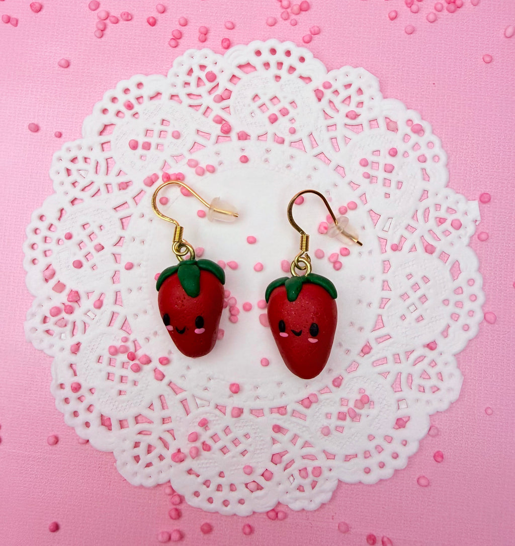 Polymer Clay Kawaii Strawberry Earrings