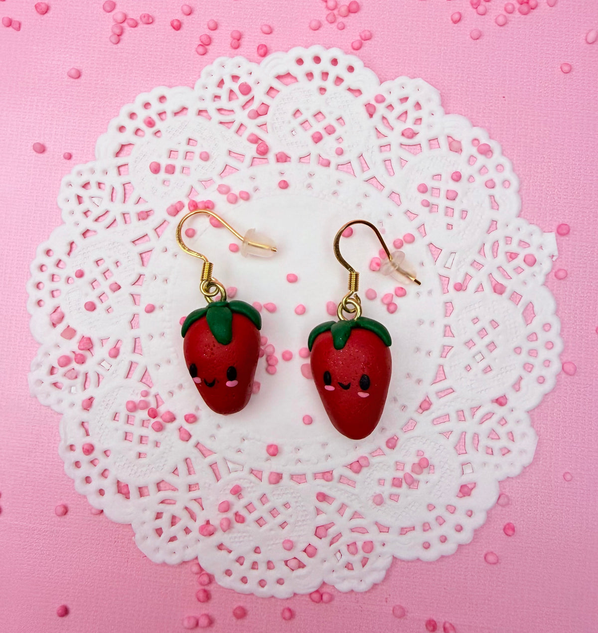 Polymer Clay Kawaii Strawberry Earrings