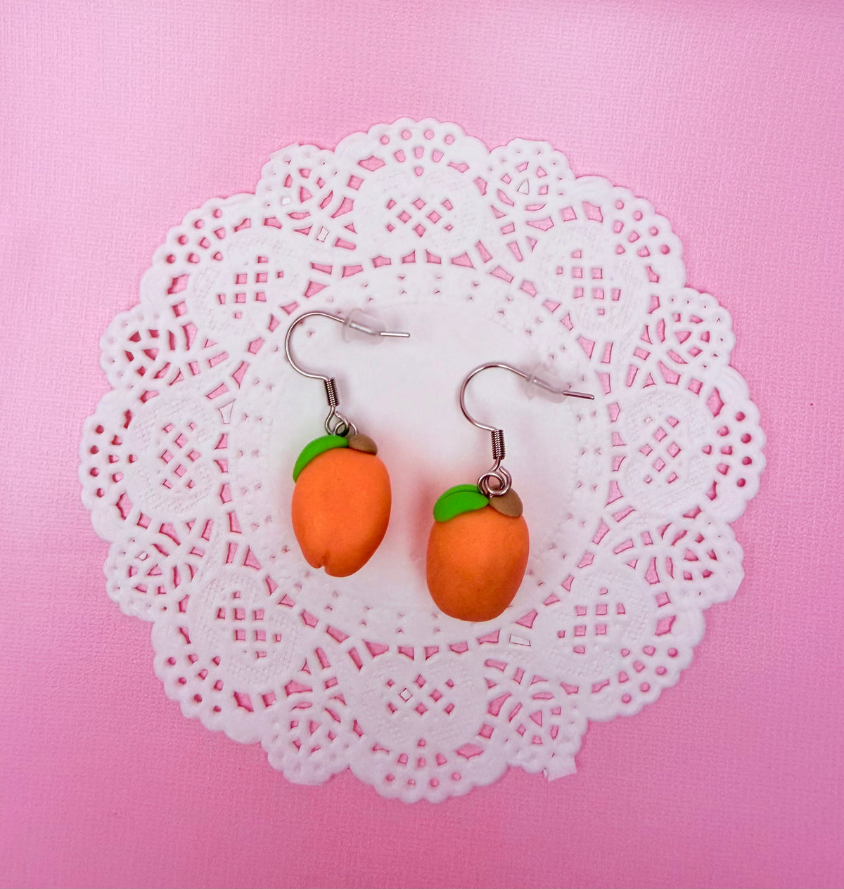 Polymer Clay kawaii Peach Earrings