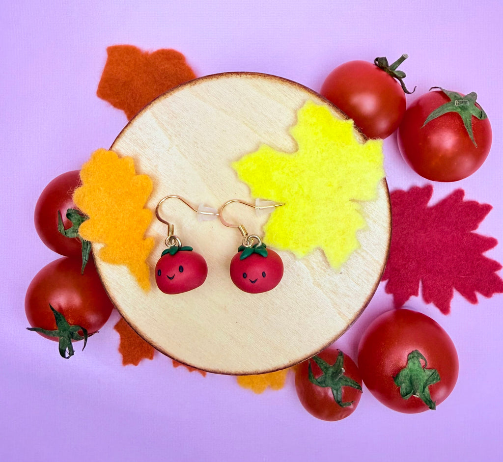 Polymer Clay Kawaii Tomato Earrings