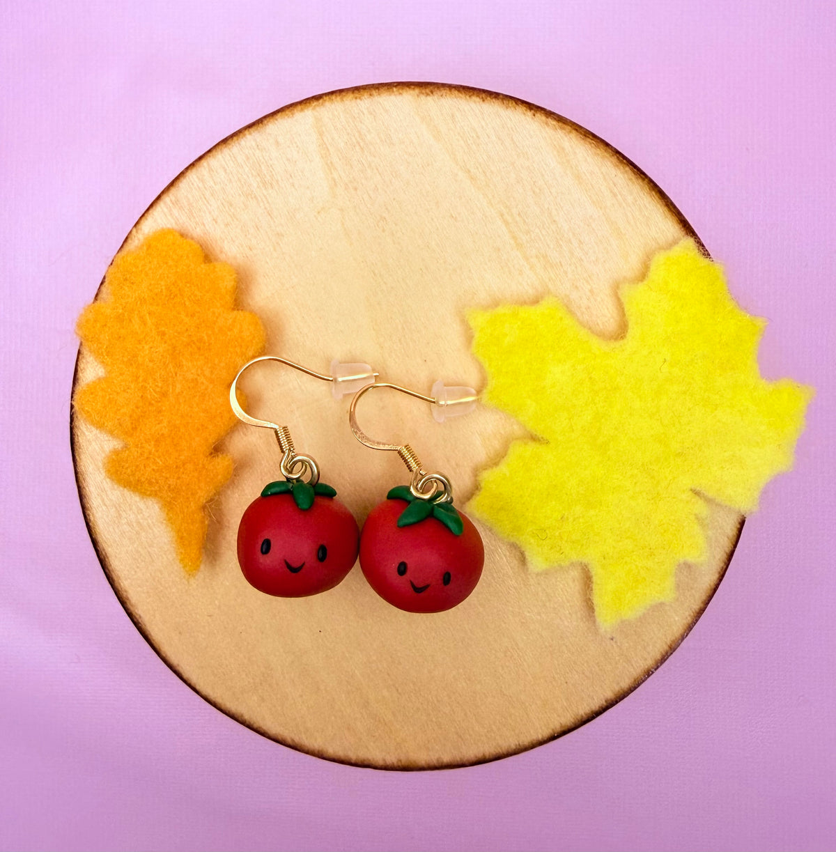 Polymer Clay Kawaii Tomato Earrings