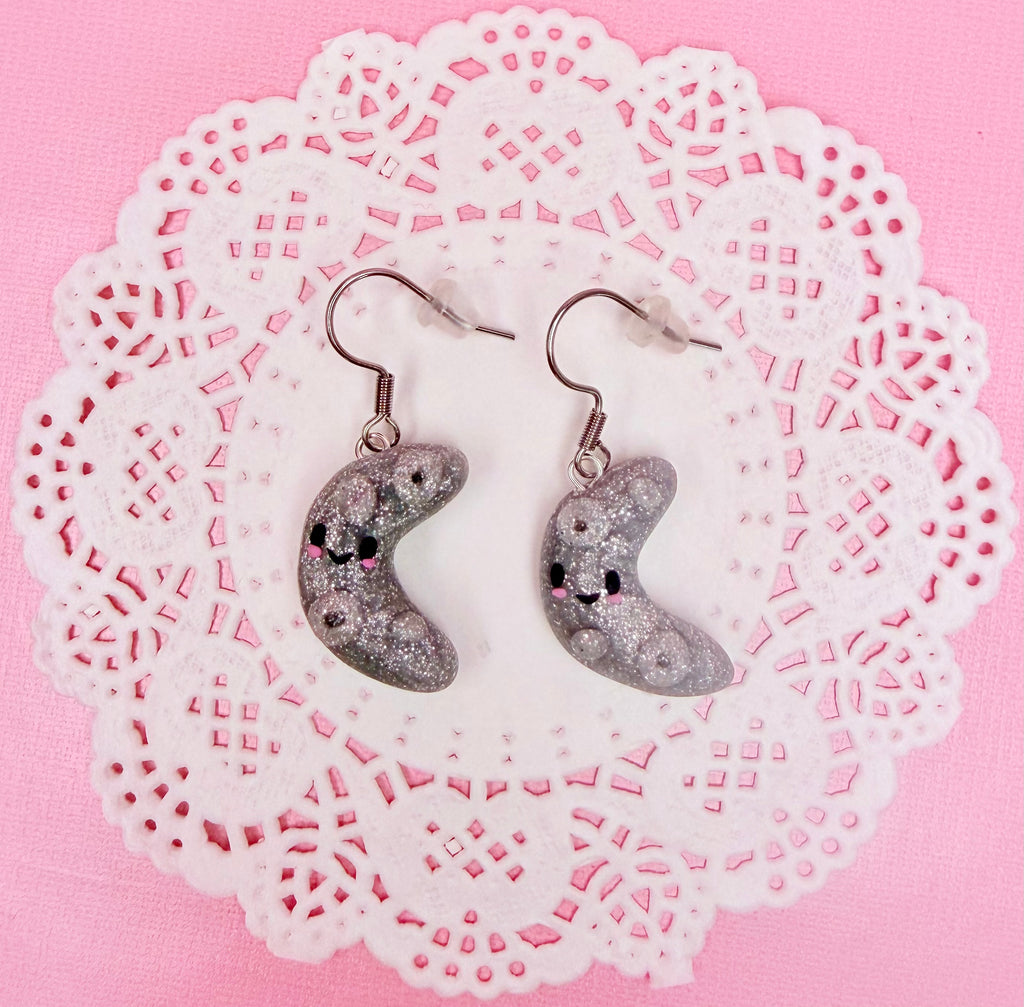 Polymer Clay Kawaii Moon Earrings