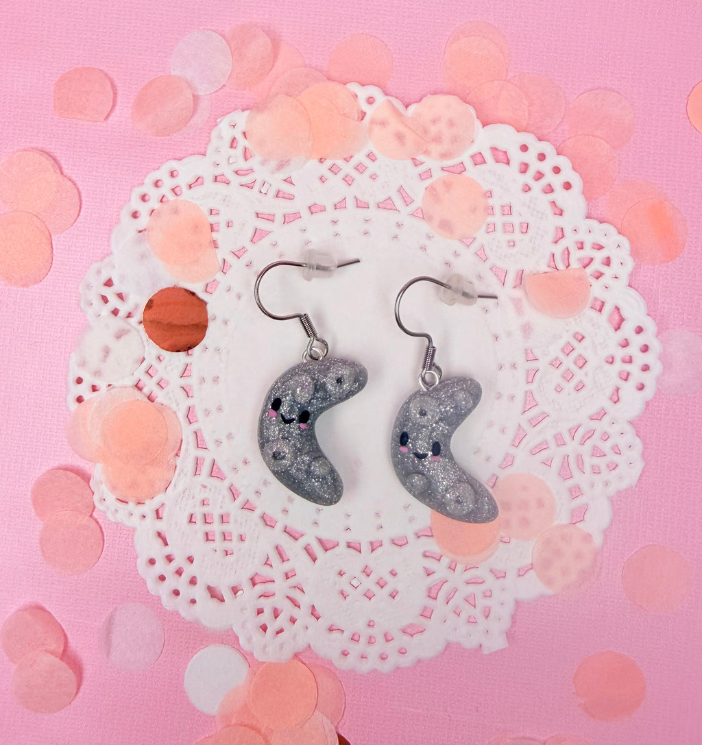 Polymer Clay Kawaii Moon Earrings