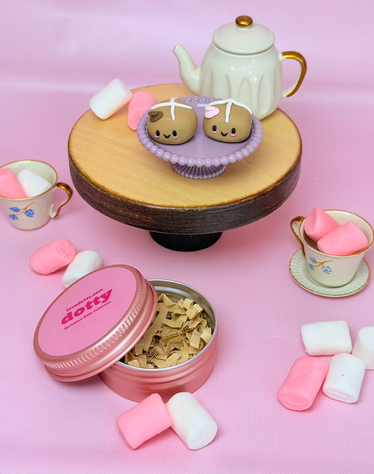 Polymer Clay Kawaii Hot Cross Bun Figurines